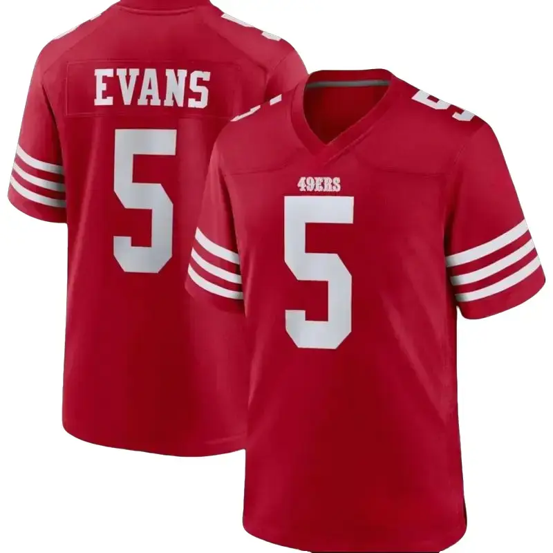 Unisex Football inspired by Evans 5 San Francisco Game Jersey - Scarlet