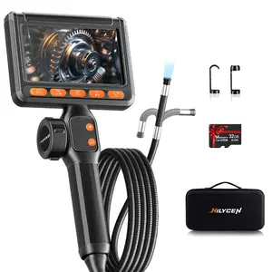 Main Industrial Endoscope Camera 360° Rotatable Two-Way with 32GB Card, 3 Adjustable Lights, 5.5FT Cable, 4.3inch LCD Screen, Miniature Lens Waterproof Borescope, 0.33inch Articulated Snake Camera for Engineered Automotive Aircraft Maintenance Technicians