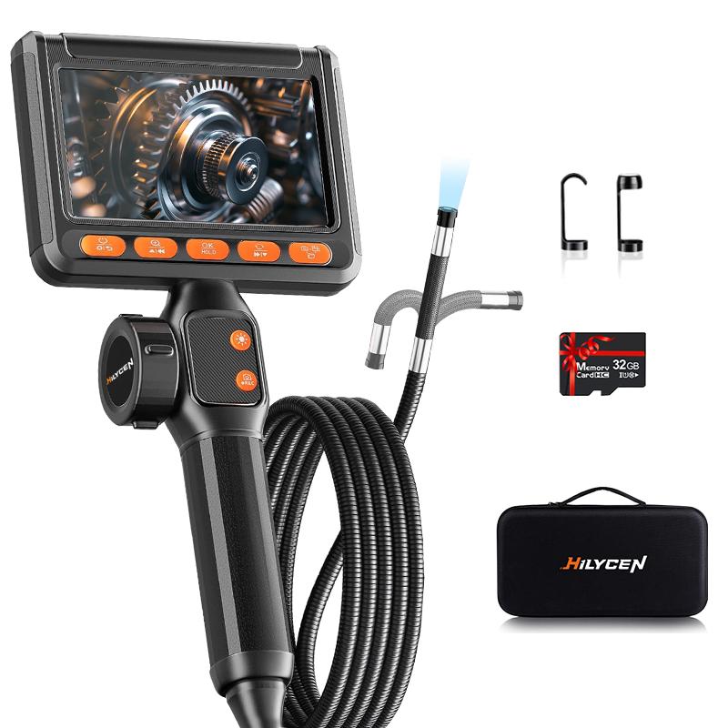 Main Industrial Endoscope Camera 360 Rotatable Two-Way with 32GB Card, 3 Adjustable Lights, 5.5FT Cable, 4.3inch LCD Scr