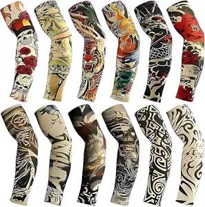 Tattoo Sleeves for Men, 12pc Arm Sleeves Fake Tattoos to Cover Arms, Cooling Sun Protection