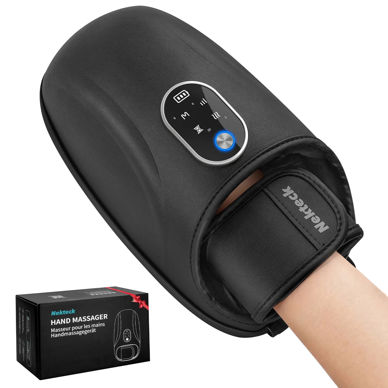 Nekteck Electric Hand Massager with Heat & Compression, 6-Mode Cordless & Rechargeable Portable Massagers for Wrist Relief, Daily Relaxation & Stress Relief for Adults, Holiday Gift Massagers, Usb Rechargeable Massagers
