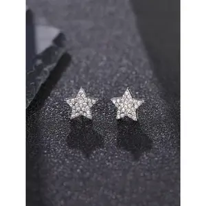 Unisex 2pcs Alloy Star Motif Ear Studs - Elegant Minimalist Zircon Earrings, High Quality Trendy Fashionable Daily Wear Costume Jewelry Accessories, Elegant Minimalist Earrings