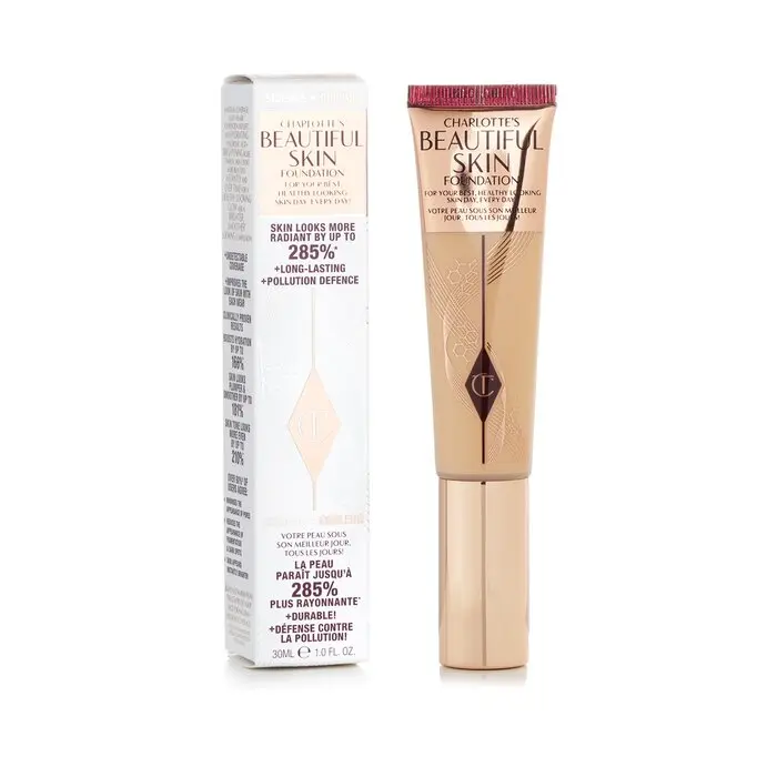 Charlotte Tilbury Beautiful Skin Cosmetic Cream Foundation, #3 Neutral, Brightening Hyaluronic Coverage Formula, 30ml/1oz, Hydrate, Makeup