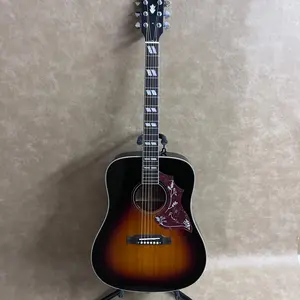 Professional 6 Strings Sunset Color Hummingbird Acoustic Guitar Rosewood Fretboard Fully Enclosed Buttons 20 Frets