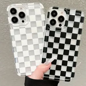 Checkerboard Pattern Phone Case, Shockproof Phone Protective Cover, Phone Accessories Compatible with iPhone 11 12 13 14 15 16 Pro Max/Pro/Plus
