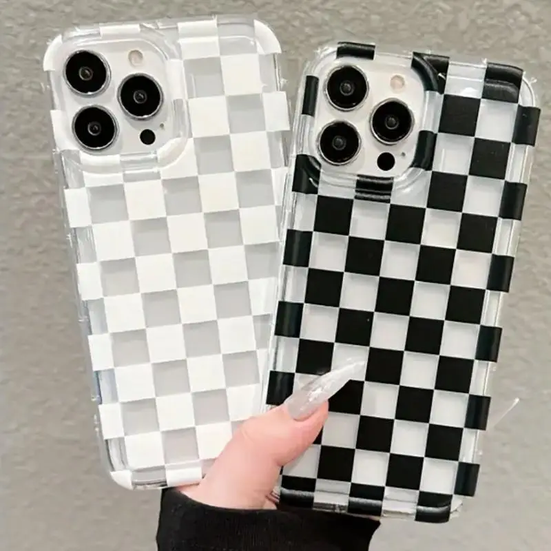 Checkerboard Pattern Phone Case, Shockproof Phone Protective Cover, Phone Accessories Compatible with iPhone 11 12 13 14 15 16 Pro Max/Pro/Plus