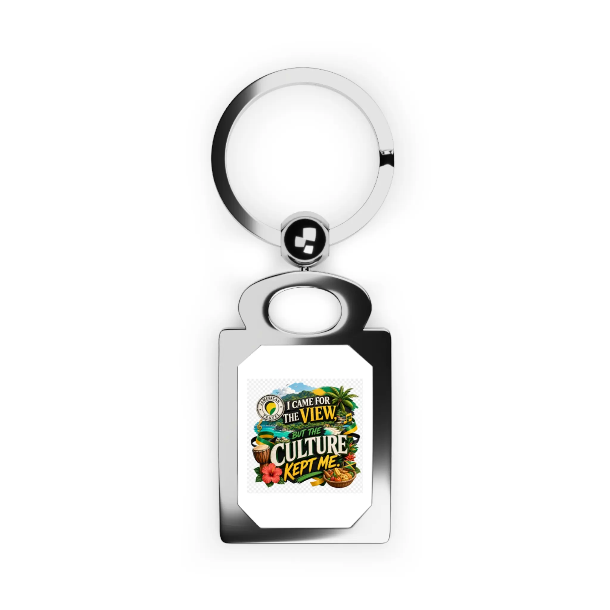 Rectangle Keyring — "I Came for the View, Culture Kept Me" Tropical Photo Keychain