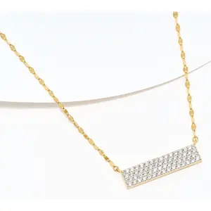 Diamonique x Jennifer Miller Rectangular Pave Necklace, Sterling Silver