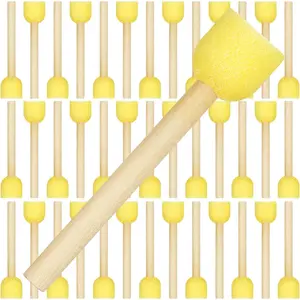 40 Pieces Round Sponge Foam Brush Set Paint Sponge Daubers with Wooden Handle Foam Stencil Brush Painting Tools for Painting Crafts