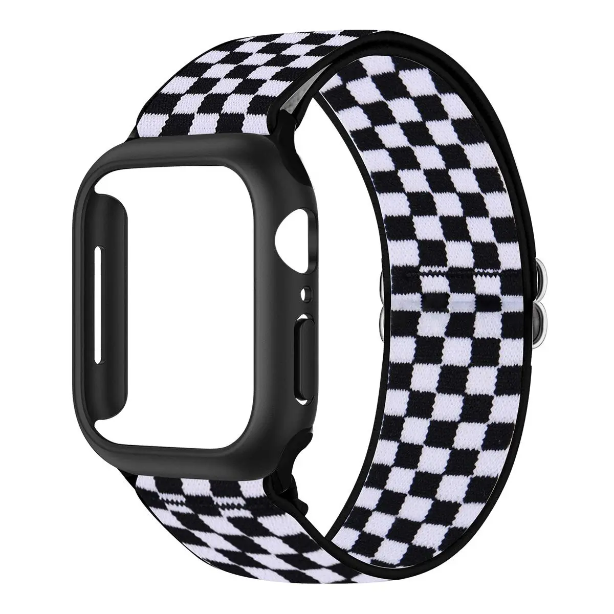 Plaid Pattern Watch Band & Watch Case Set, Smart Watch Strap (2 Counts/set), Nylon Elastic Watch Band & Protective Cover for iWatch Series Ultra SE 11/10/9/8/7/6/5/4/3/2/1, 38/40/41/42/44/45/46/49MM, Smartwatch Accessories