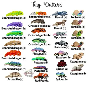 Tiny Critters | Pocket Buddies- 3D Printed Assorted Animal Fidget Figurines. Realistic Appearance. Approximately 2- 2.5 Inch. Decor Collectibles Ornaments. Customizable