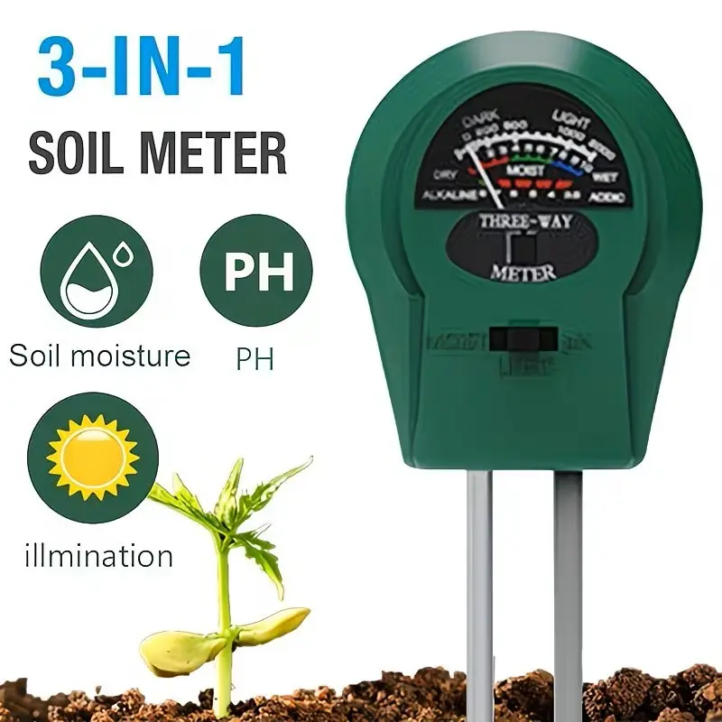 1pc 3in 1 Portable Soil PH Meter Moisture Monitor Acidity Detector Fertility Soil Tester Outdoor Flowers Garden Instrument Tool