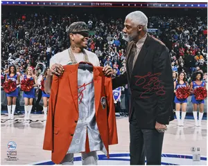 Allen Iverson & Julius Erving Autographed 16" x 20" HOF Jacket Presentation Photograph - Fanatics Authentic Certified