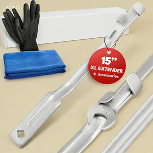 Extra-Long 15-Inch Torque Multiplier Tool Bar - Heavy-Duty Wrench Extension for Maximum Leverage - Solid Steel Construction with Non-Slip Grip - Includes Work Gloves and Cleaning Cloth - Professional Grade Hand Tool