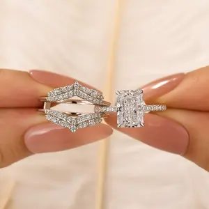 Maxine Elegant 3.5ct Radiant Cut 2PC Engagement Ring Set,5A Cubic Zirconia Bridal Ring Set,Women's Ring Jewelry,Wedding Ring Set for Daily,Travel,Proposal,Birthday,Anniversary