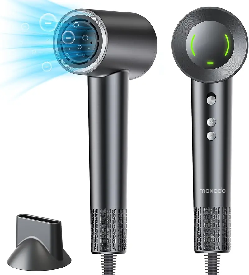 maxodo Hair Blow Dryer,1400W Portable High Speed Hair Dryer for Fast Drying,Negative Ionic Blow Dryer Low Noise Thermo-Control Hairdryer for Home Travel (Gray)