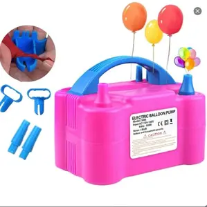 Portable Electric Air Balloon Pump, Dual Nozzle Electric Blower Inflator for Decoration, Party, Sport, Air Pump Dual Nozzle Rose Red 110V 600W 60HZ Semi-Automatic Electric Inflator, Gifts: 2 Tying Tools Balloon