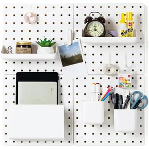 Peg Board Combination Kit, 22"x22" Pegboards and Accessories for Wall Organization with Two Installation Modes, Pegboard Wall Organizer for Office, Home, Desk,White Peg Board