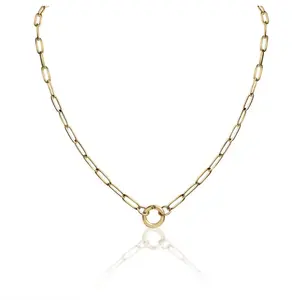 14K Gold Plated Paperclip Charm holder Necklace