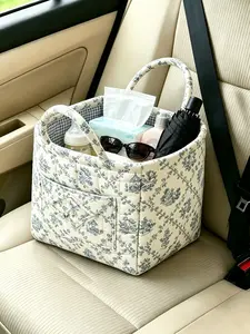 Car Storage Basket with Handle,Foldable Washable Organizer&Multi-PurposeFabric Bin for Office Supplies,Home Decor Farmhouse Floral Cute Organizer Reusable toy,clothes,book,Luggage Accessories Mother's day gift,teacher appreciation gifts,graduation gift
