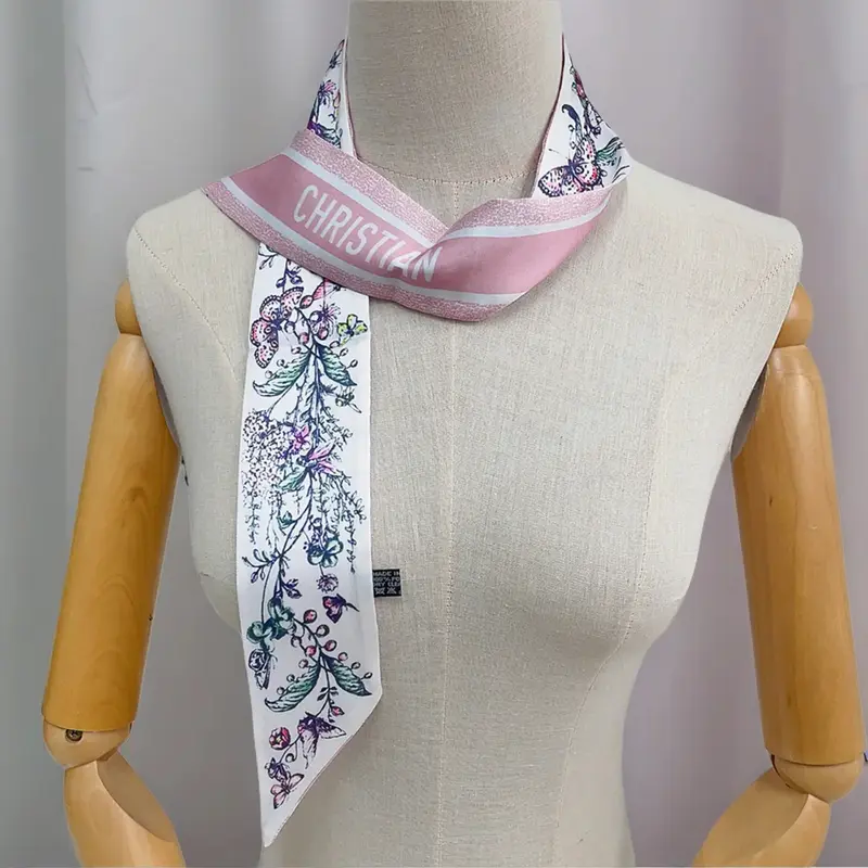 Spring new versatile Tarot plant floral women's fashion long ribbon scarf wrap neckerchief