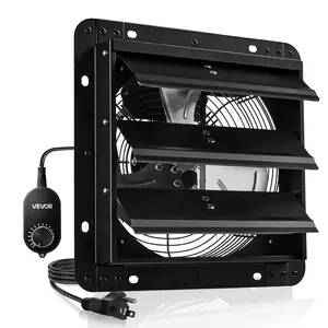 VEVOR 10 inch Shutter Exhaust Fan, Wall Mounted Attic Vent Fan with Variable Speed Controller, 900 CFM, AC Motor, Heavy-duty Steel, Low Noise for Shed, Garage, Greenhouse Ventilation Cooling, Black
