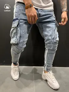 Men's Side Pocket Jeans, Workwear Denim Jeans, Slim Fit, New Arrival, Comfortable Casual Fashion Design, Perfect for Daily Wear