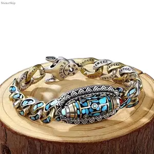 2026 NEW Tibetan Dzi Bead Bracelet – Lucky Turquoise Spiritual Energy Bracelet, Nine-Eye Amulet for Protection & Wealth, Adjustable Meditation Jewelry for Daily Wear & Good Luck Gift