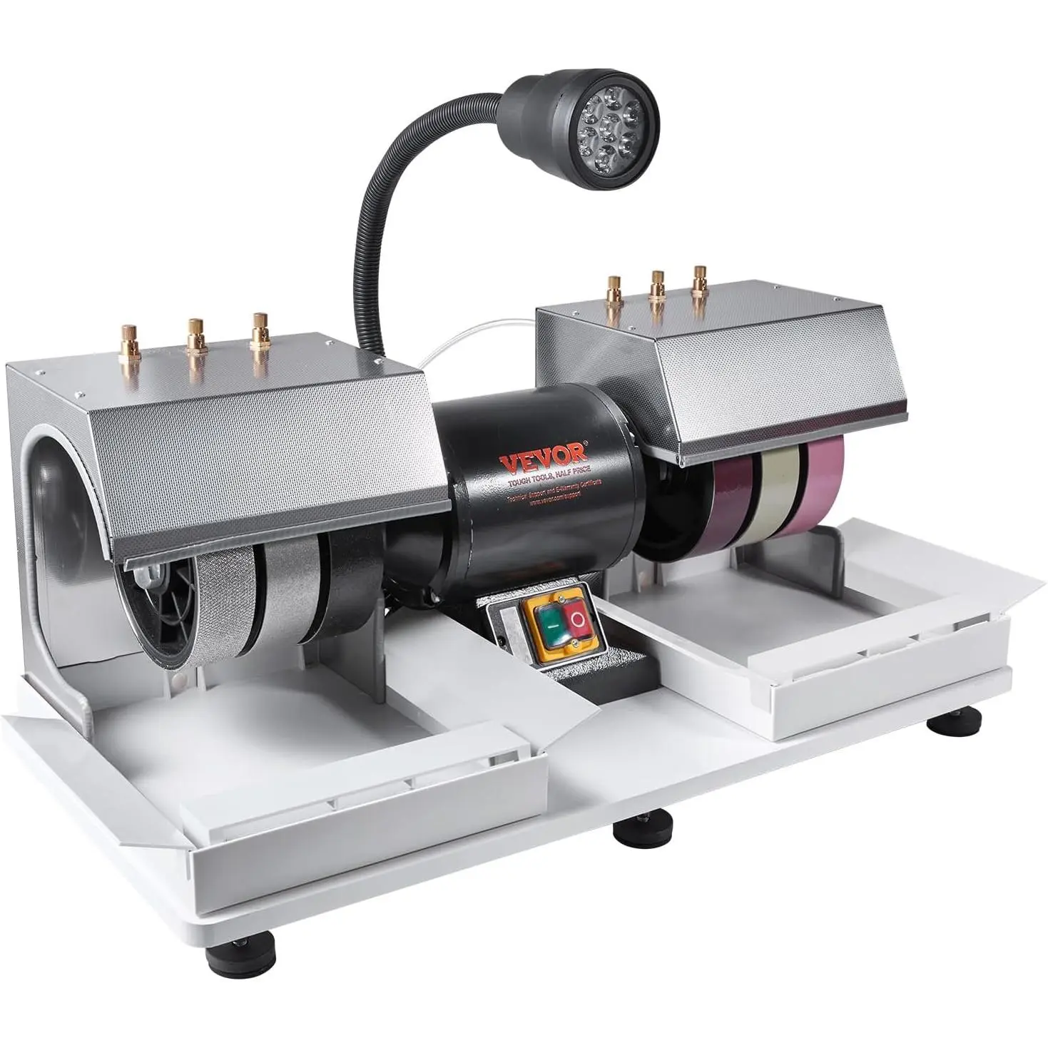 VEVOR Cabbing Machine, 6" 1/4HP 1800rpm Efficient, Lapidary Rock Grinder Polisher With Lamp & Water Pump, Gem Faceting Machine, Rock Grinding Machine for Gem Jade Stone, Create Cabochons for Necklaces Kitchen Knives