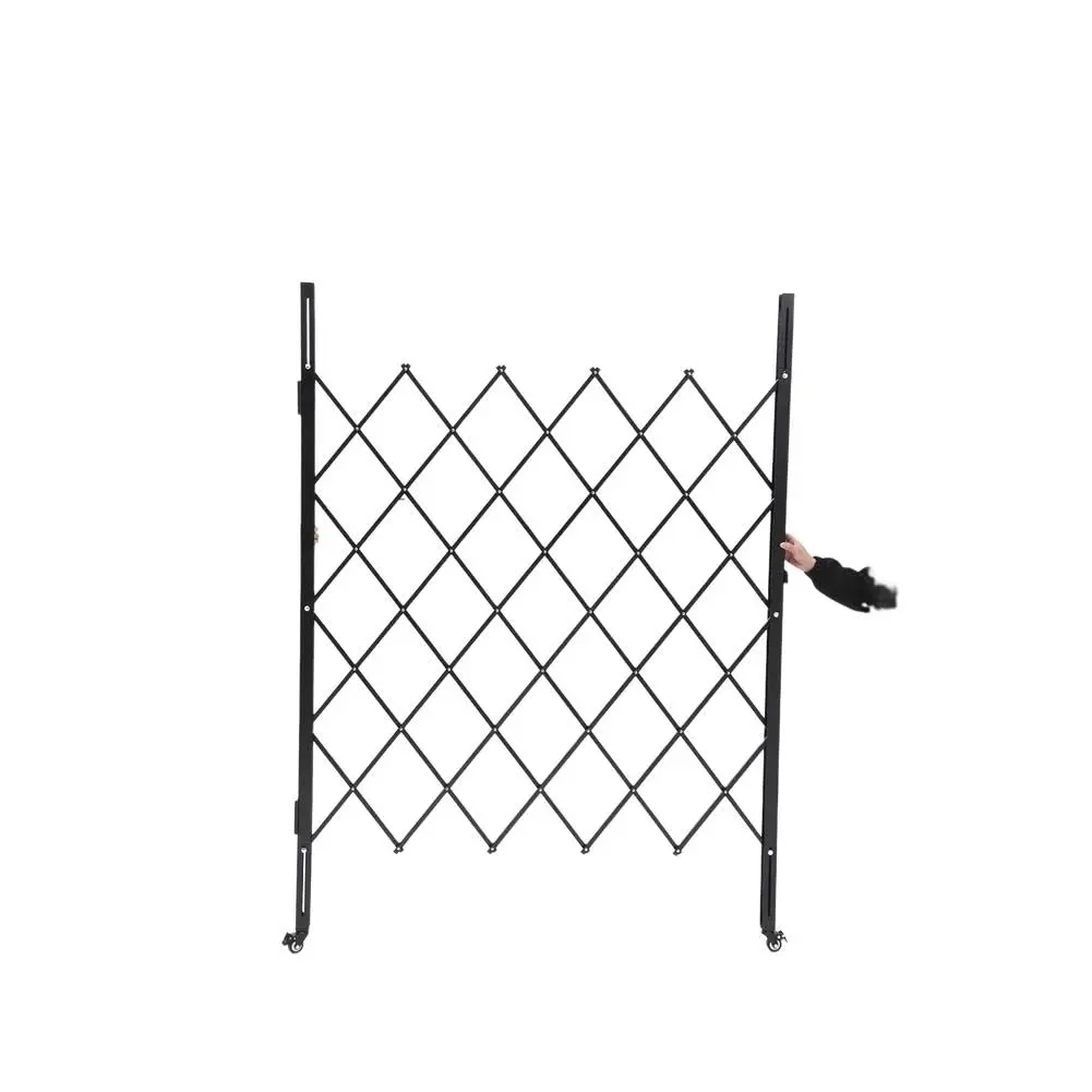 GARVEE Single Folding Security Gate, Steel Accordion, 85" H x 85" W, 360° Rolling Casters, Padlock, Home & Industrial Use
