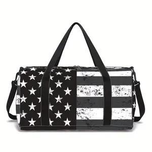 Classic Black And White Nostalgic American Flag Lightweight Compact Duffel Bag, Shoulder Bag, Gym Bag, Suitable For Daily Fitness, Short Travel, Unisex