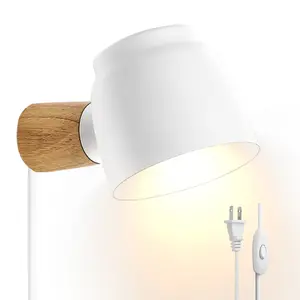 ATFOAP White Plug-in Wall Sconces, Wall Mounted Reading Light, Bedside Lamps, Wall Lamp with Plug-in Cord for Master Bedroom, Living Room, Guest Room