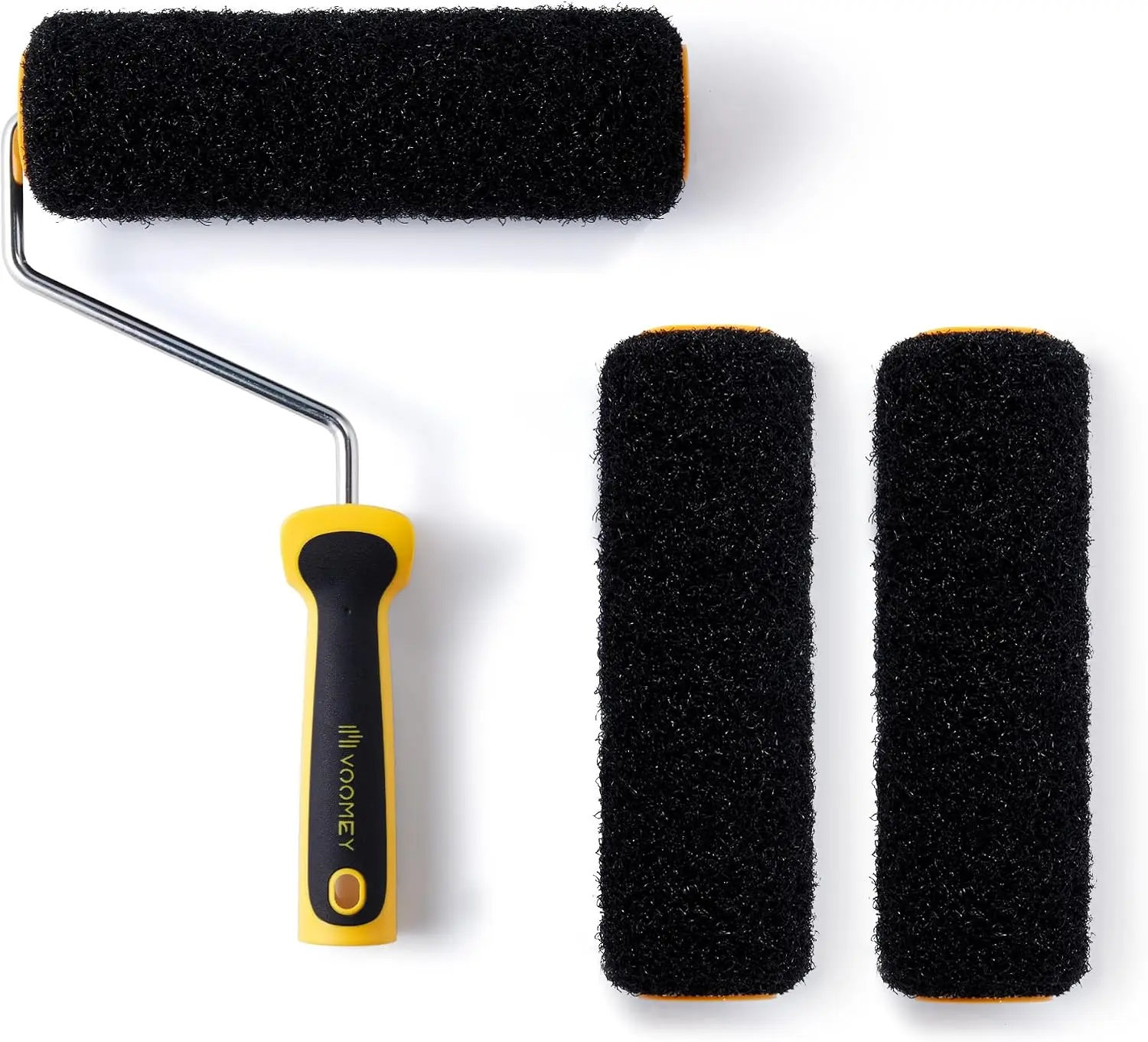 3-Pack 9 Inch Drywall Compound Roller Covers with Frame & Texture Brush, Heavy-Duty Tool for Wall and Ceiling Surface Coating and Texturing