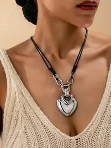 Elegant Heart Geometric Square Pendant Necklace for Women, Simple Fashion Design, Perfect for Valentine's Day Gift, Party Wear, Daily Use, Love Heart Necklace