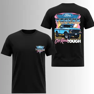 Ford Trucks Off-Road Tough Retro 80s T-Shirt, 2 Sides, Vintage Blue Pickup 4x4 Graphic Tee