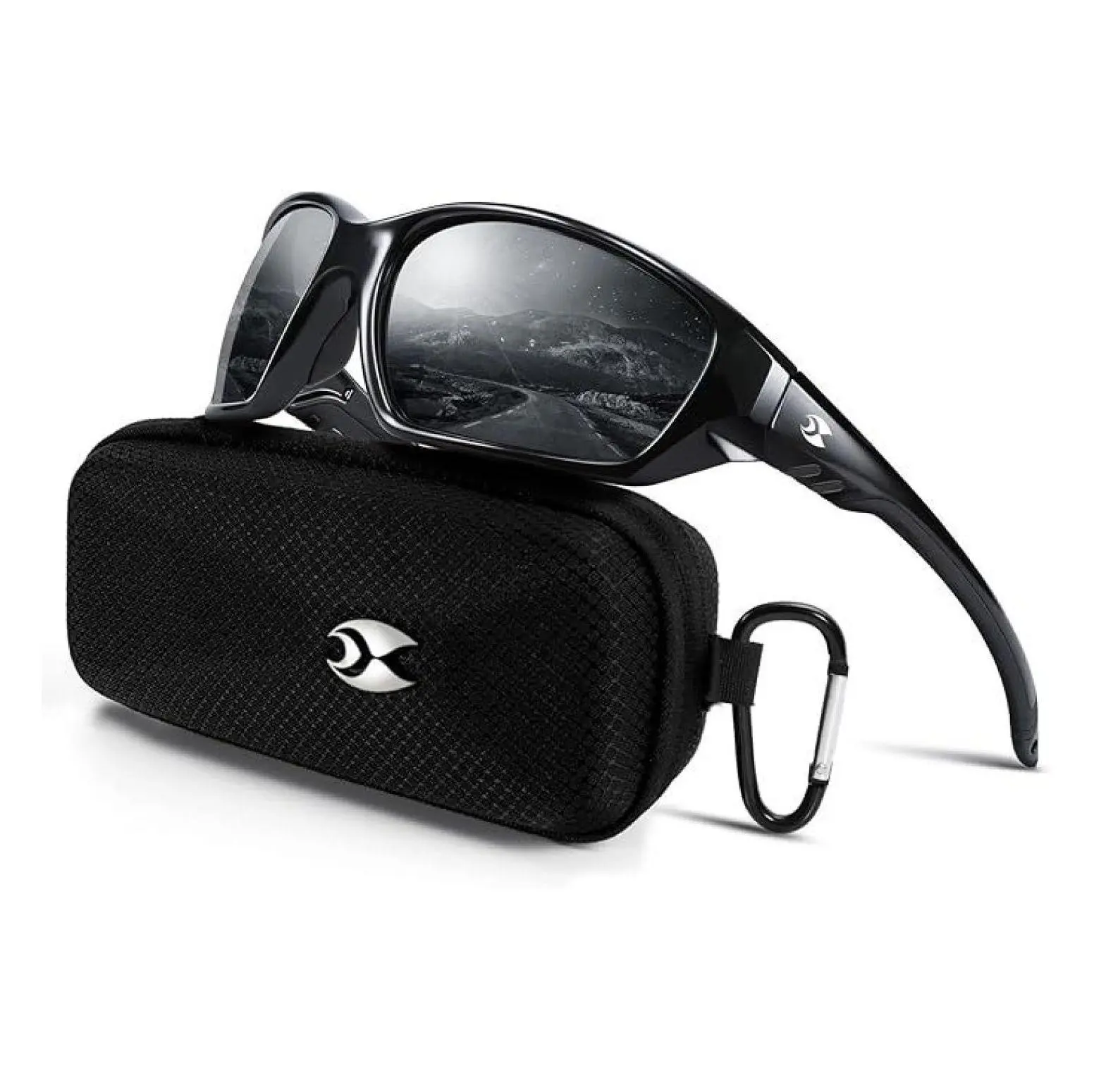 UV400 Sun Protection Outdoor Eyewear - TR90 Frame Wrap-Around Sport Goggles, Impact-Safe Shatterproof Sunglasses for Pet Owners' Fishing, Driving (Black)