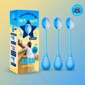 LollipopStar x Akon Music Lollipop, Bone Conduction Technology Audio Lollipop with 3 Packs, TastySounds Hip Hop Music Lollipop in Blueberry