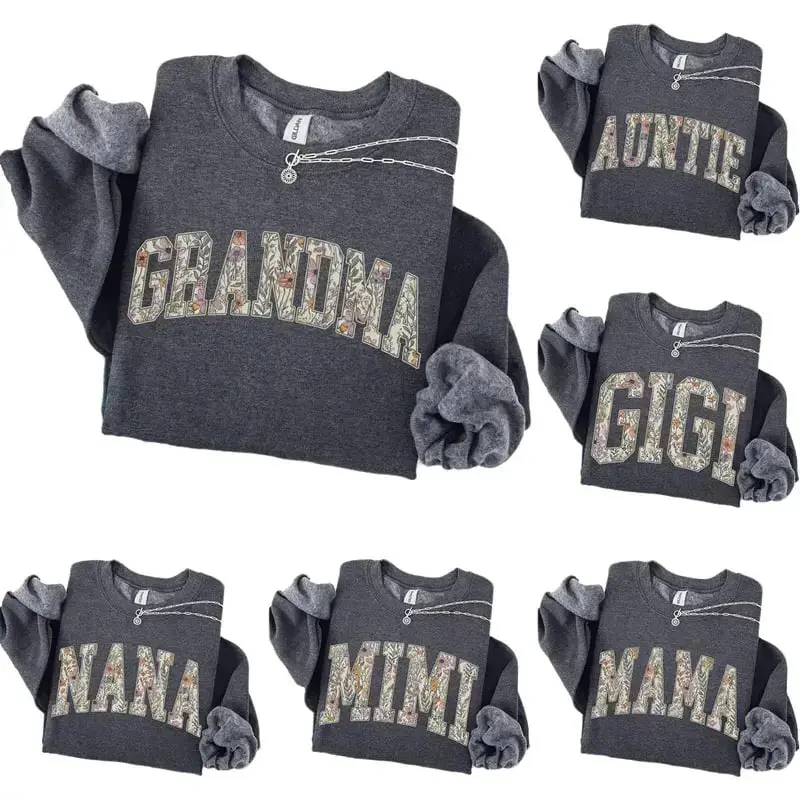 Custom Mama Heart sweatshirt, personalized floral grandma sweater for Nana, Mimi, Gigi, Mamaw or Gammie, perfect family gift for loved ones.