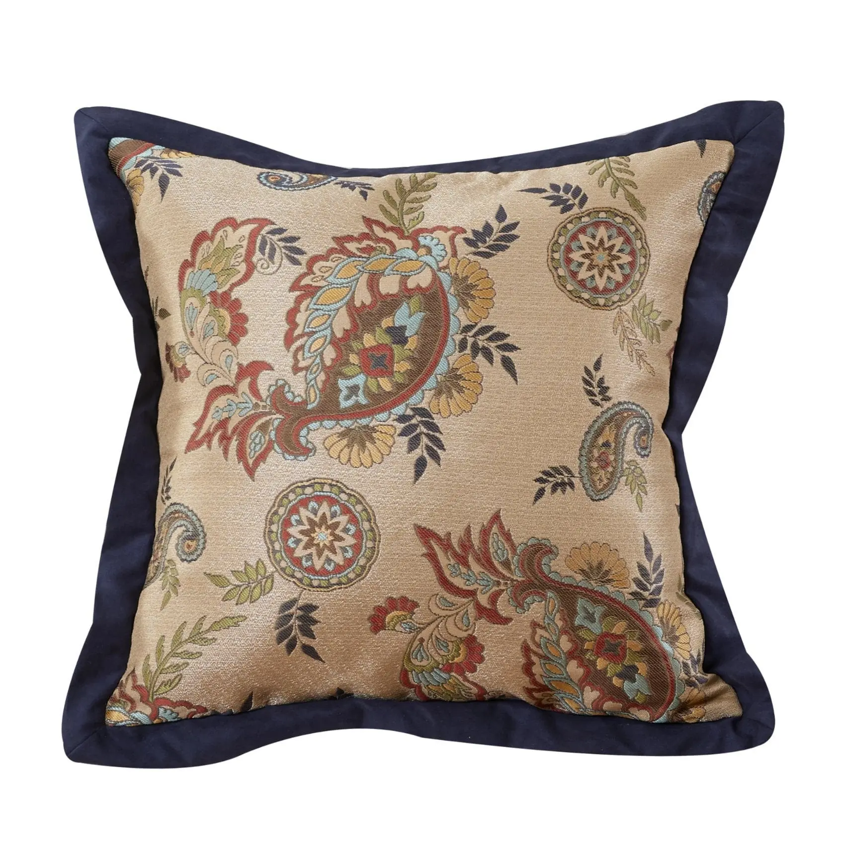 Tammy Paisley Throw Pillow, Navy Flange