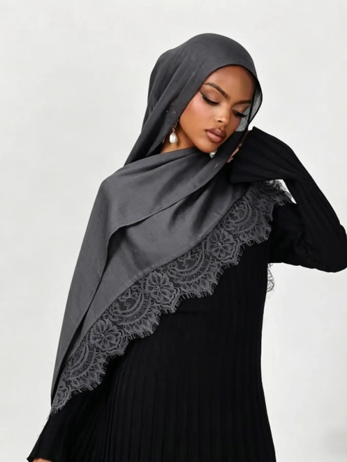 Fashion Long Lace Edge Women's Scarf Wrap Tignon Scarf, Breathable Outdoor Summer Headscarf, Casual Fitted All over Print, Daily Wear Accessory, Birthday Gift