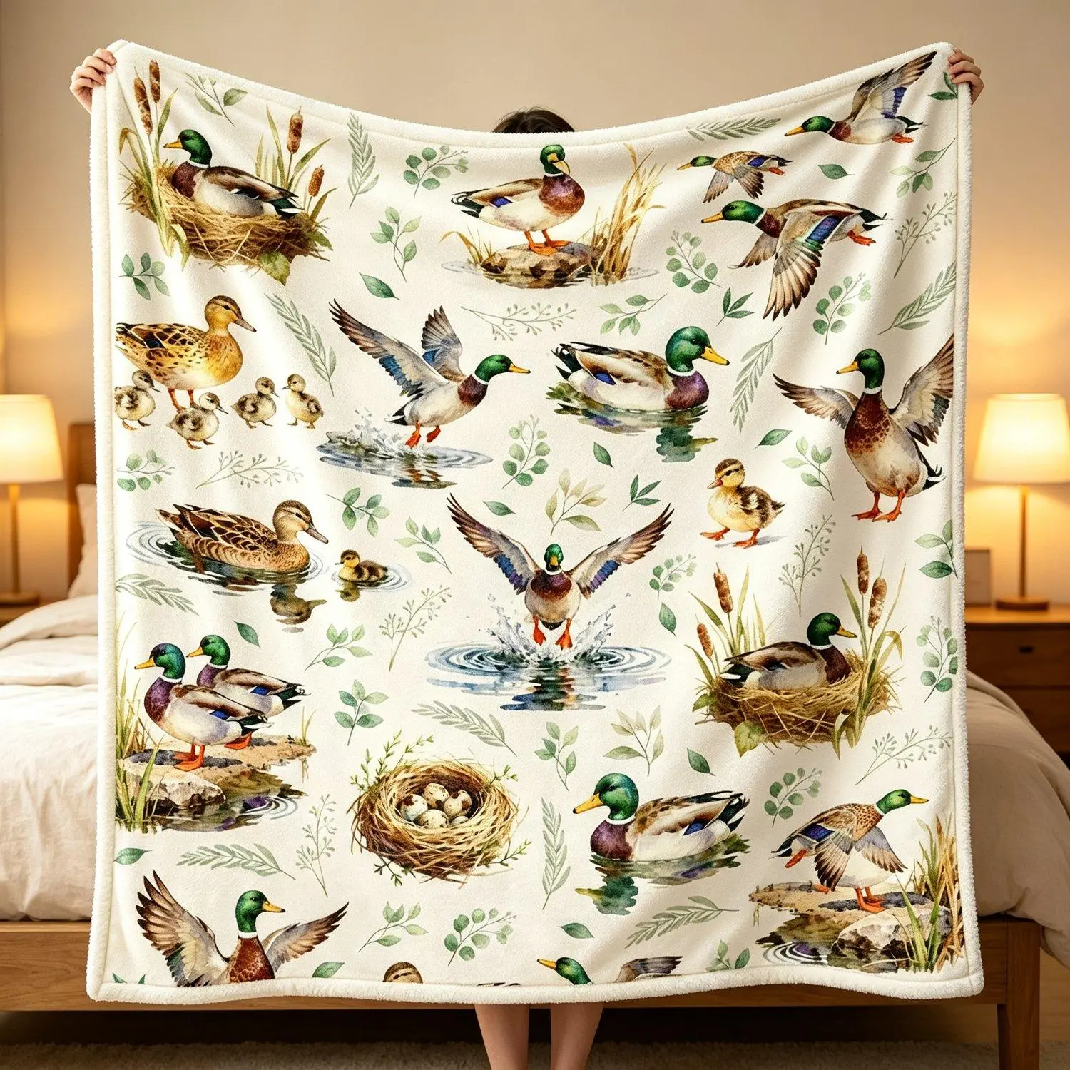Mallard Ducks Blanket Gifts for Women Men Adults Duck Lovers, Wildlife Plush Fleece Throw Blankets, Cozy Soft Warm Bedding Decor for Sofa Living Room Travel