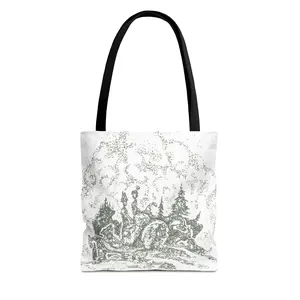 Hand Illustrated, Space Odyssey Series - Storm on Zephyr Artistic Tote Bag for Everyday Use, Stylish Tote for Shopping, Matching accessory to Storm on Zephyr iPhone Case (not included), Unique Gift for Art Lovers, Modern Minimalist Bag, Futuristic, Sci Fi