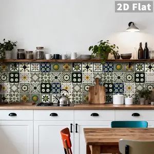 24pcs Ceramic Tile Wallpaper, Tile Stickers, Self Adhesive Tiles, Waterproof & Moisture-Proof, Ideal for Living Rooms, Kitchens, Corridors, Durable Design
