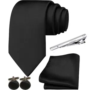 4-piece Men's Tie and Pocket Square Cufflink Tie Clip Set for Dances Weddings Banquets Ceremonies Formal Meetings and Casual Parties Cohesive Look Versatile