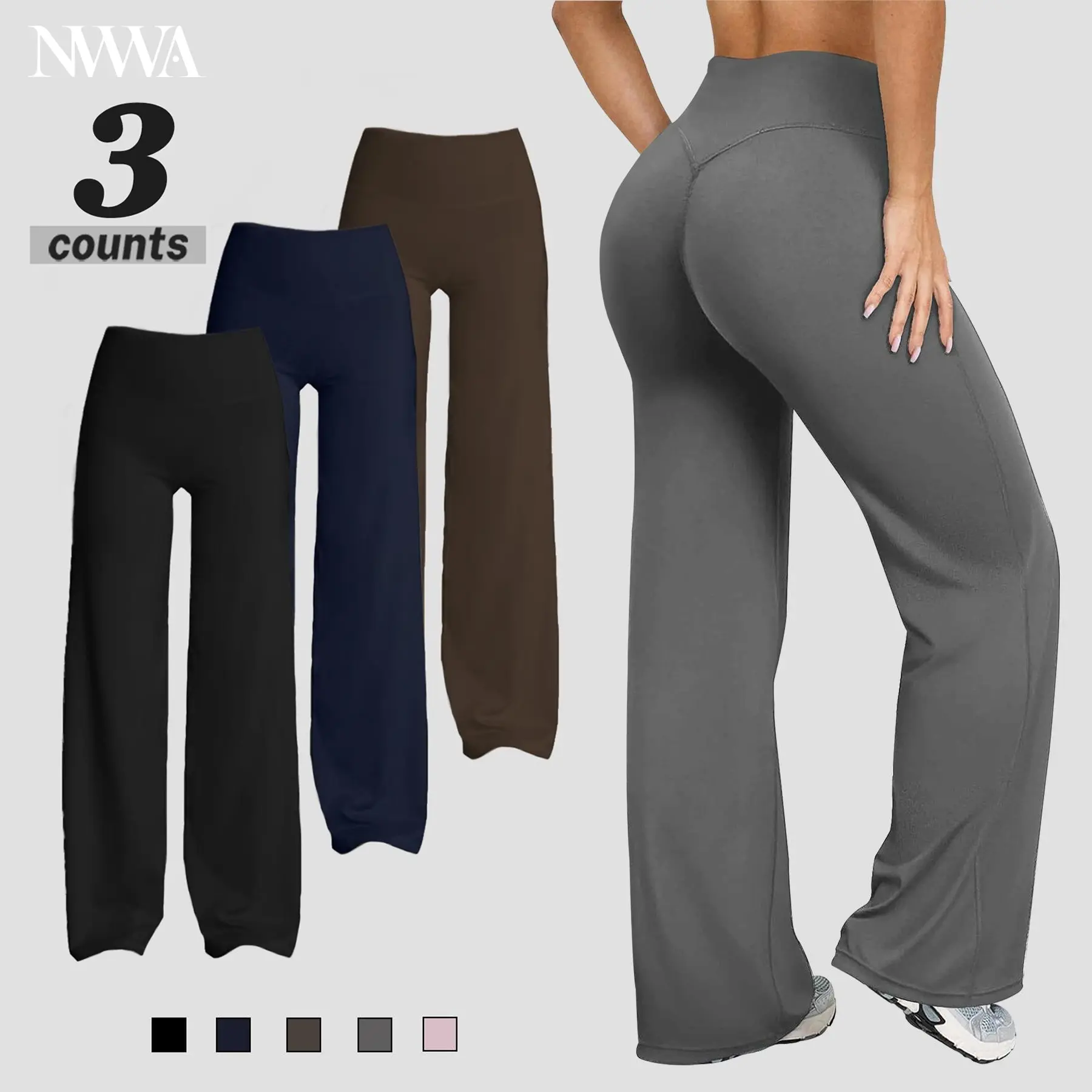 Women's High-Waisted Flare Leg Yoga Pants - V-Back Seam, Bare-Feel Soft Stretch, Bootcut Sports Joggers with Flare Leg Ease, Lightweight Airy Fabric, Workout Style Athleisure Bottoms for Gym & Outdoor Use, Gym To Cafe In One Pair, Lightweight Fabric Feels