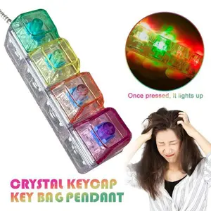 4-Key Mechanical Keyboard Clicker – LED Light Fidget Keychain, Satisfying Tactile Stress Relief Toy, Mini Portable Desk Gadget for Focus & Anxiety Relief
