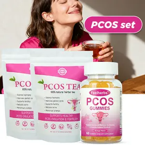2 Pack PCOS Tea & 1 Pack PCOS Gummies Set for Hormone Balance, PCOS Spearmint and Ovarian Support Gummies, Helps Fertility and Ovulation