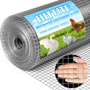 HITTITE Hardware Cloth 1/2 Inch 24inx50ft 24inx100ft 36inx50ft 36inx100ft 48inx50ft 48inx100ft Galvanized After Welding 19 Gauge Square Chicken Wire Fence Mesh Roll Raised Garden Bed Plant Supports Poultry Netting Cage Snake Fence