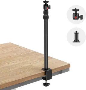 Camera Desk Mount Table Stand, Adjustable Light Stand 15"-35", Tabletop C Clamp for DSLR Camera, Ring Light, Live Streaming, Photo Video