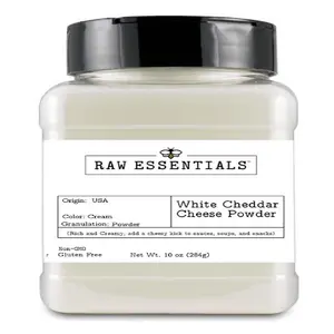 Raw Essentials White Cheddar Cheese Powder - Creamy and Rich Flavor - Perfect for Enhancing Sauces, Soups, and Marinades - Non-GMO and Gluten-Free - 10 Ounce Bottle